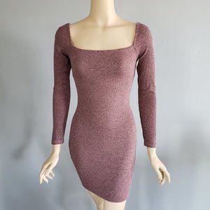 Forever 21 mauve bodycon long sleeve mini dress